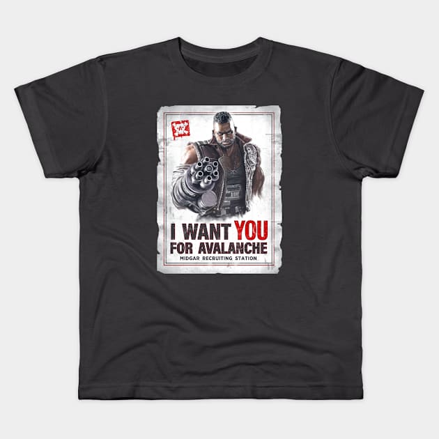 Barret Wallace Wants You for Avalanche Kids T-Shirt by jlaser